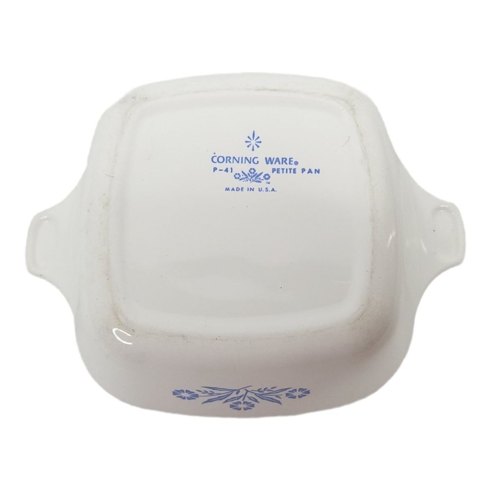 Vintage Corning Ware P-41 Blue Cornflower White Petite Pan 1 3/4 Cup - Picture 10 of 11
